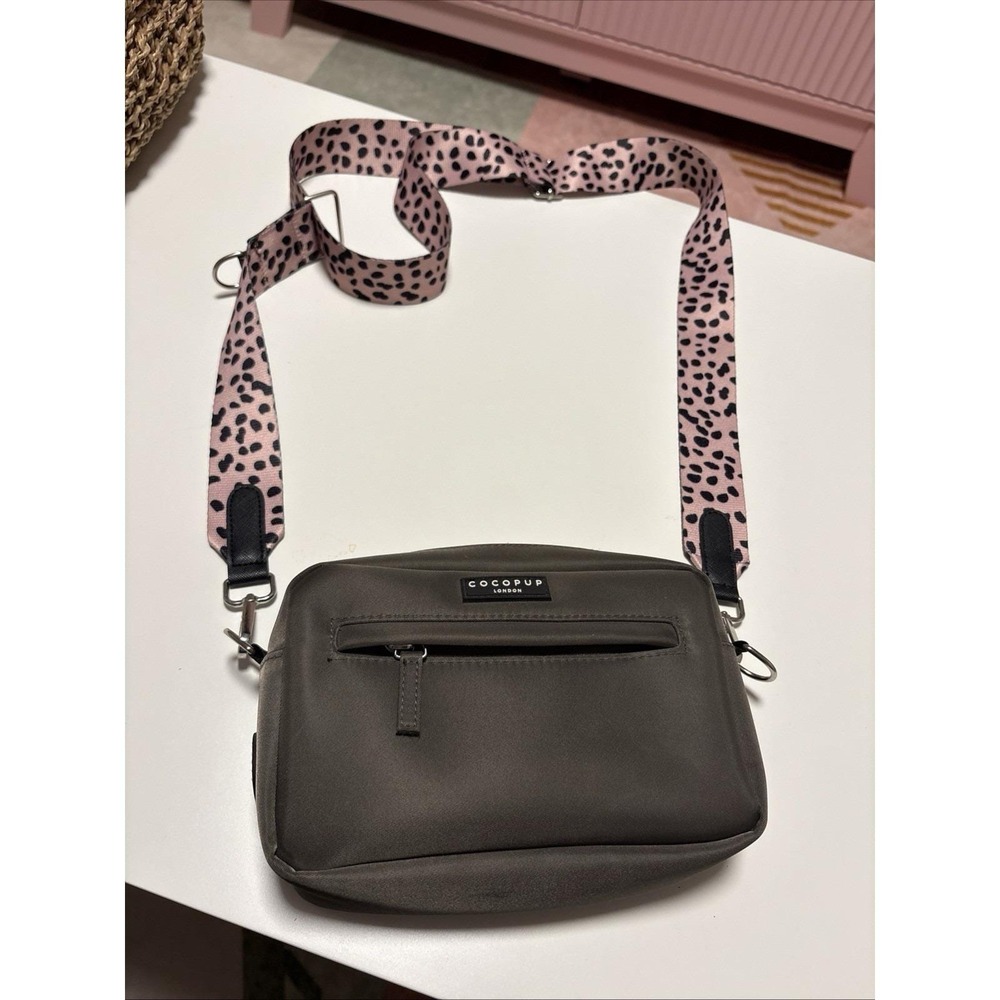 Cocopup London Cross Body Bag Dark Olive & Pink Dalmation Print Strap Treat Bag